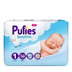 Տակդիրներ Puffies sensitive N1 նորածինների, 36 հատ