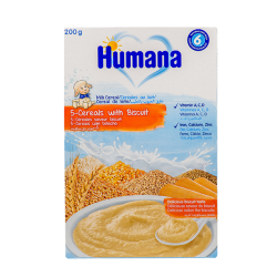 Շիլա Humana 5 տեսակի հացահատիկ և բլիթներ, 200 գ